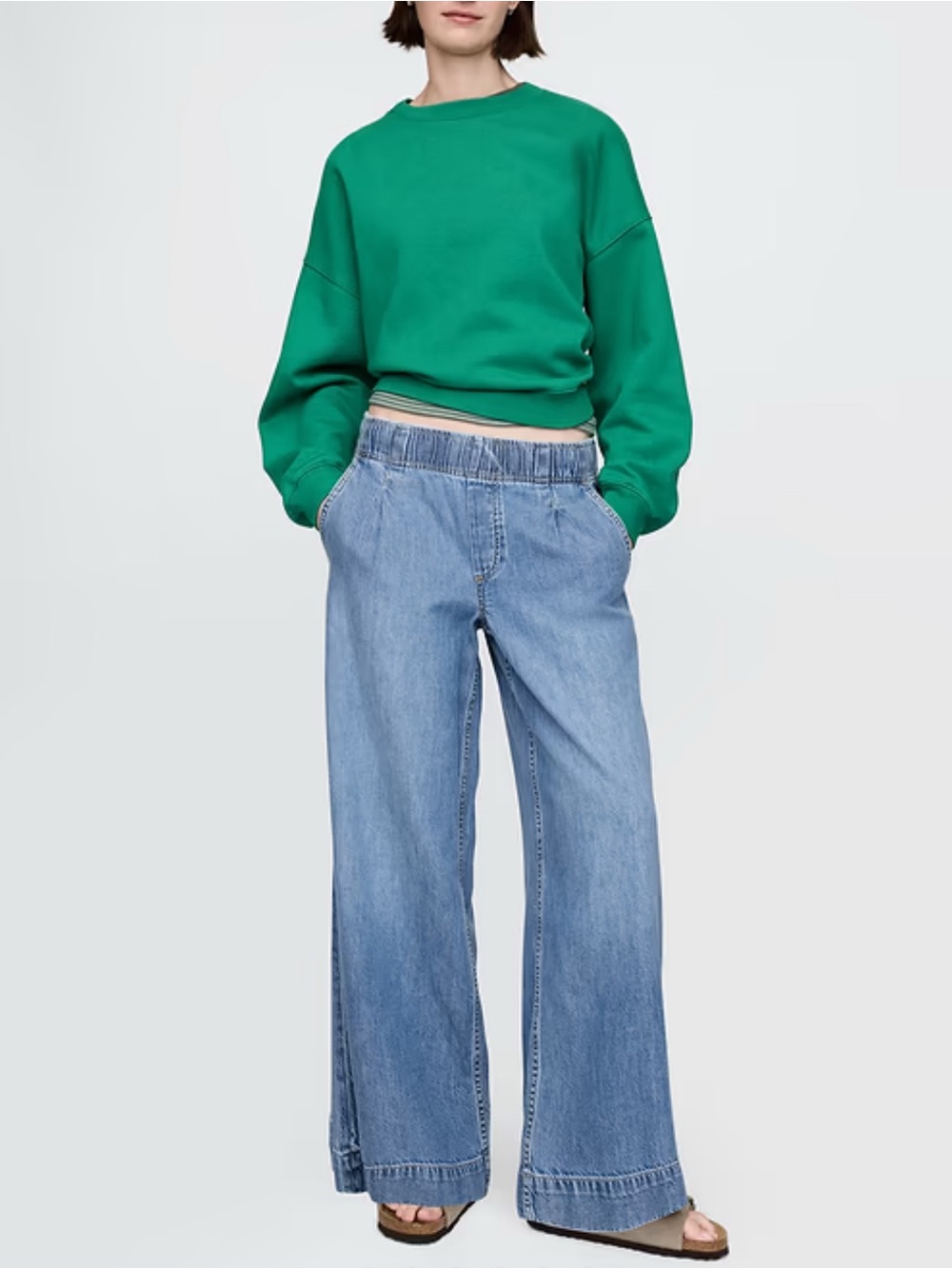 GAP Mid Rise UltraSoft Pleated Easy Baggy Jeans BNWT